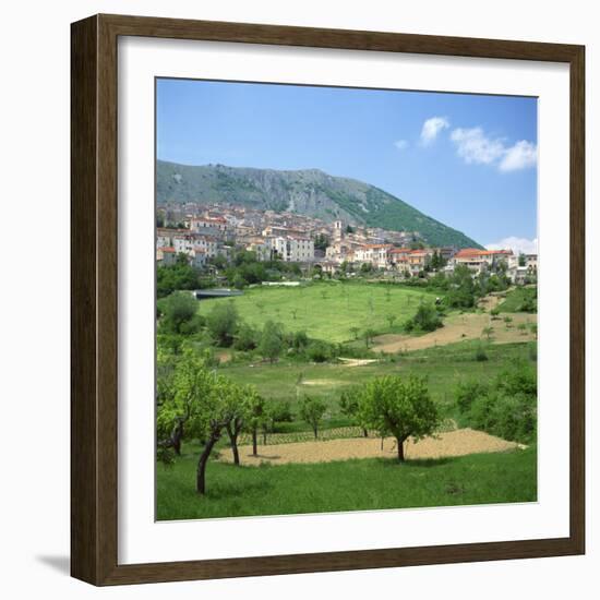 Fields Below the Town of Ortona Dei Marsi in Abruzzo, Italy, Europe-Tony Gervis-Framed Photographic Print