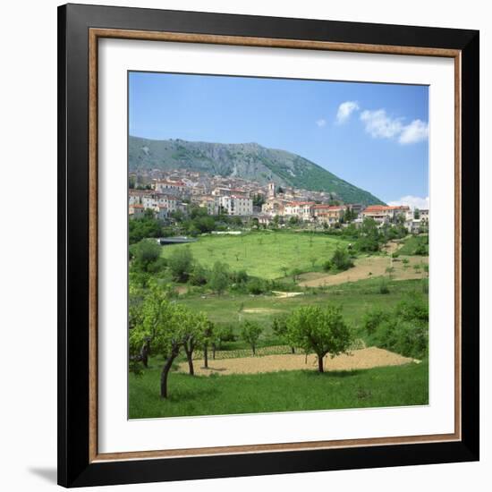 Fields Below the Town of Ortona Dei Marsi in Abruzzo, Italy, Europe-Tony Gervis-Framed Photographic Print