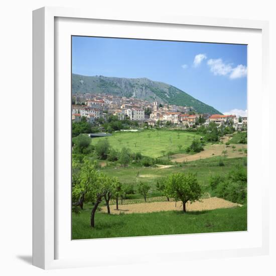 Fields Below the Town of Ortona Dei Marsi in Abruzzo, Italy, Europe-Tony Gervis-Framed Photographic Print