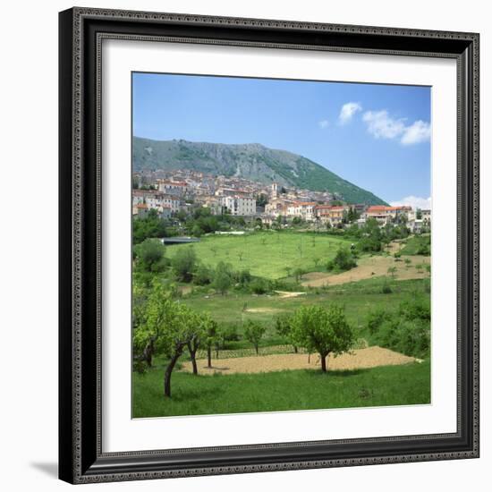 Fields Below the Town of Ortona Dei Marsi in Abruzzo, Italy, Europe-Tony Gervis-Framed Photographic Print