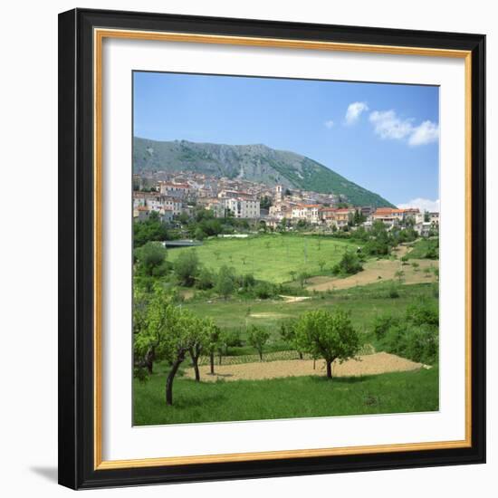 Fields Below the Town of Ortona Dei Marsi in Abruzzo, Italy, Europe-Tony Gervis-Framed Photographic Print