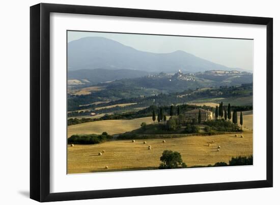 Fields in Tuscany with Hills Beyond-Ralph Richter-Framed Photographic Print