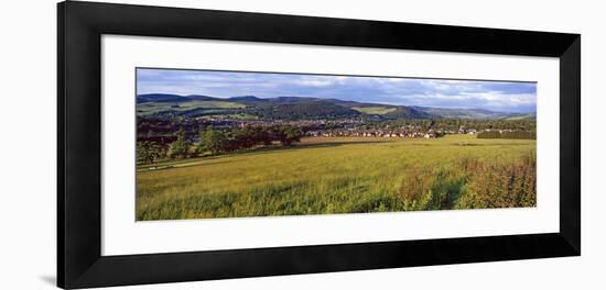 Fields with a Town in the Background, Peebles, Scottish Borders, Scotland-null-Framed Photographic Print