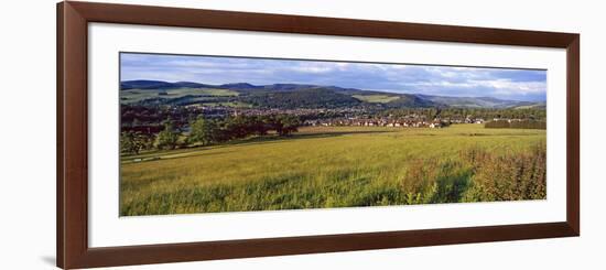 Fields with a Town in the Background, Peebles, Scottish Borders, Scotland-null-Framed Photographic Print