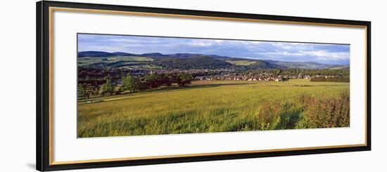 Fields with a Town in the Background, Peebles, Scottish Borders, Scotland-null-Framed Photographic Print