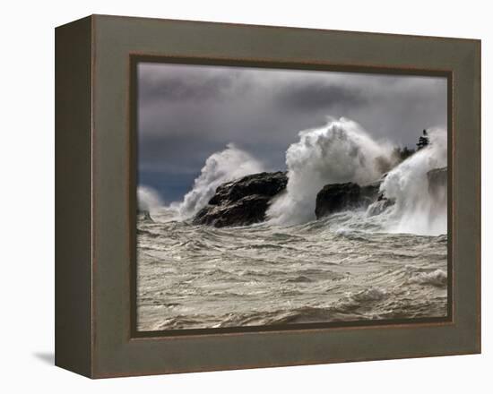 Fierce Lake Superior Waves Pound Minnesota's North Shore-Layne Kennedy-Framed Premier Image Canvas