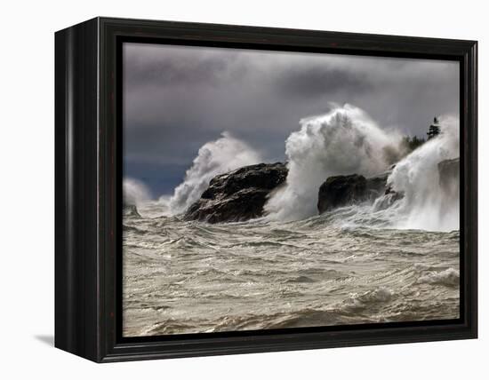 Fierce Lake Superior Waves Pound Minnesota's North Shore-Layne Kennedy-Framed Premier Image Canvas