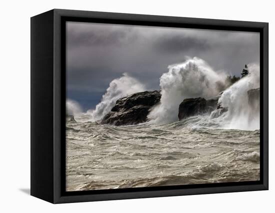 Fierce Lake Superior Waves Pound Minnesota's North Shore-Layne Kennedy-Framed Premier Image Canvas