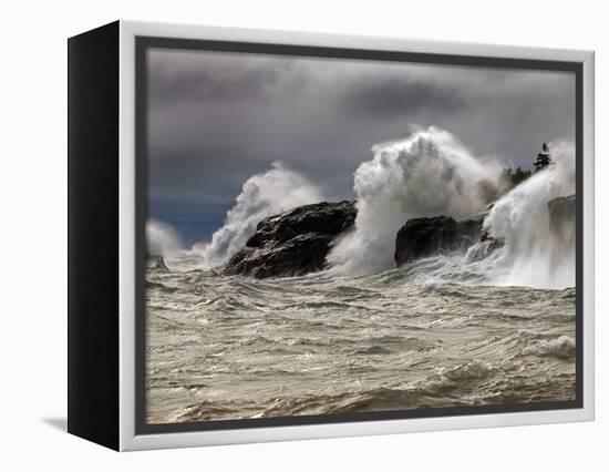 Fierce Lake Superior Waves Pound Minnesota's North Shore-Layne Kennedy-Framed Premier Image Canvas