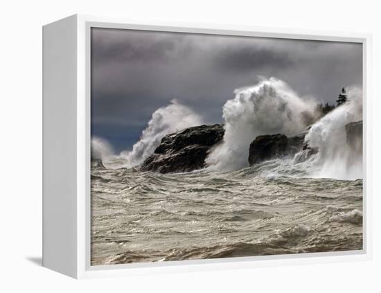 Fierce Lake Superior Waves Pound Minnesota's North Shore-Layne Kennedy-Framed Premier Image Canvas