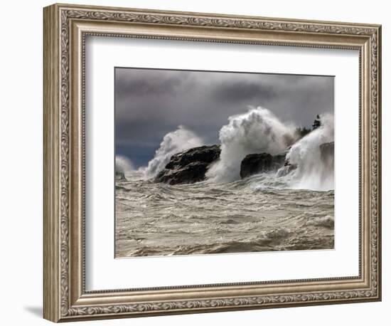 Fierce Lake Superior Waves Pound Minnesota's North Shore-Layne Kennedy-Framed Photographic Print