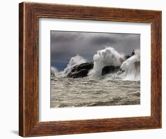 Fierce Lake Superior Waves Pound Minnesota's North Shore-Layne Kennedy-Framed Photographic Print