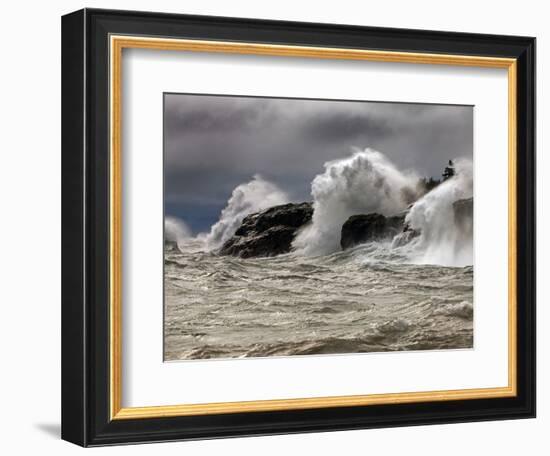 Fierce Lake Superior Waves Pound Minnesota's North Shore-Layne Kennedy-Framed Photographic Print