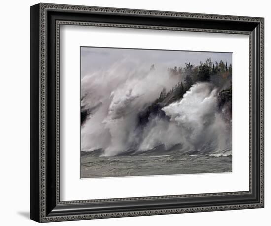 Fierce Lake Superior waves pound Minnesota's north shore-Layne Kennedy-Framed Photographic Print