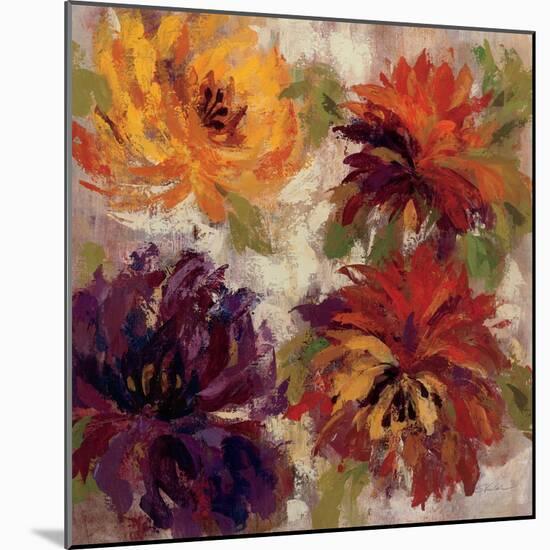 Fiery Dahlias I-null-Mounted Art Print