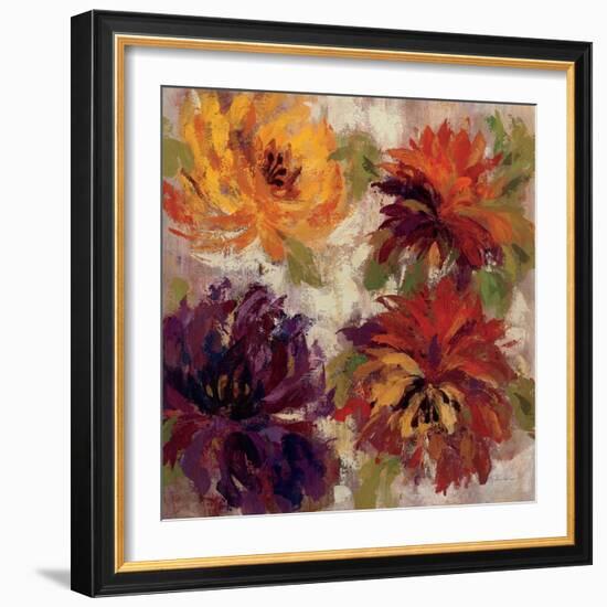 Fiery Dahlias I-null-Framed Art Print