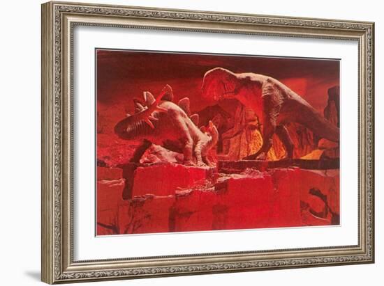 Fiery Dinosaur Diorama-null-Framed Art Print