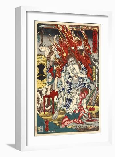 Fiery God Fudo and Assistants-Kyosai Kawanabe-Framed Giclee Print