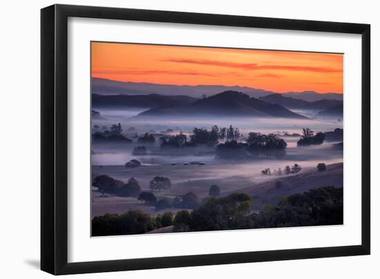 Fiery Sunrise and Mellow Hills of Petaluma, Sonoma County-Vincent James-Framed Photographic Print