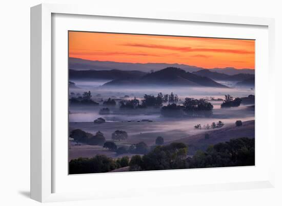 Fiery Sunrise and Mellow Hills of Petaluma, Sonoma County-Vincent James-Framed Photographic Print