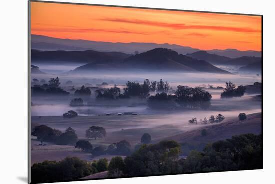 Fiery Sunrise and Mellow Hills of Petaluma, Sonoma County-Vincent James-Mounted Photographic Print