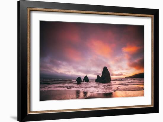 Fiery Sunset at Rodeo Beach, Marin Headlands, San Francisco-Vincent James-Framed Photographic Print