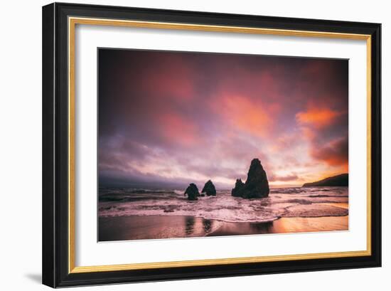 Fiery Sunset at Rodeo Beach, Marin Headlands, San Francisco-Vincent James-Framed Photographic Print