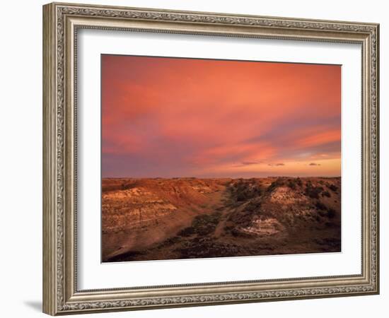 Fiery Sunset, Theodore Roosevelt National Park, North Dakota, USA-Chuck Haney-Framed Photographic Print