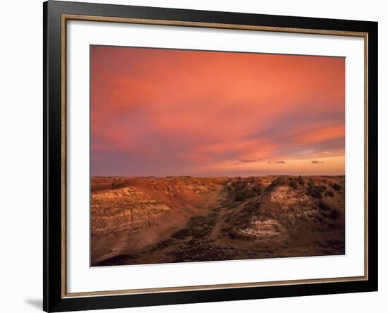 Fiery Sunset, Theodore Roosevelt National Park, North Dakota, USA-Chuck Haney-Framed Photographic Print