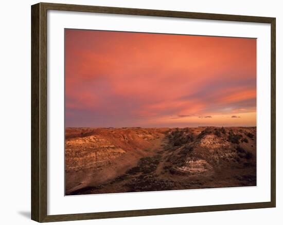 Fiery Sunset, Theodore Roosevelt National Park, North Dakota, USA-Chuck Haney-Framed Photographic Print