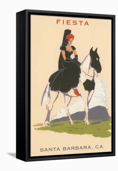 Fiesta, Spanish Lady on Horse, Santa Barbara, California-null-Framed Stretched Canvas