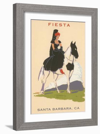 Fiesta, Spanish Lady on Horse, Santa Barbara, California-null-Framed Art Print