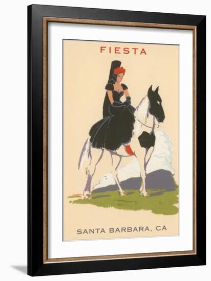 Fiesta, Spanish Lady on Horse, Santa Barbara, California-null-Framed Art Print