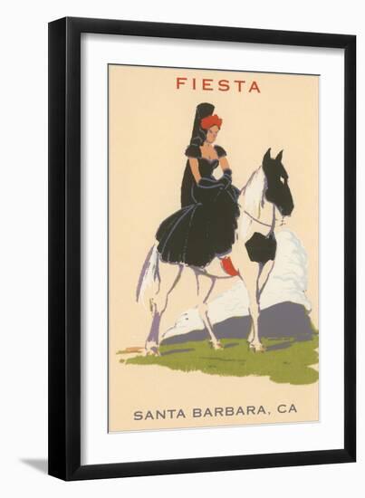 Fiesta, Spanish Lady on Horse, Santa Barbara, California-null-Framed Art Print