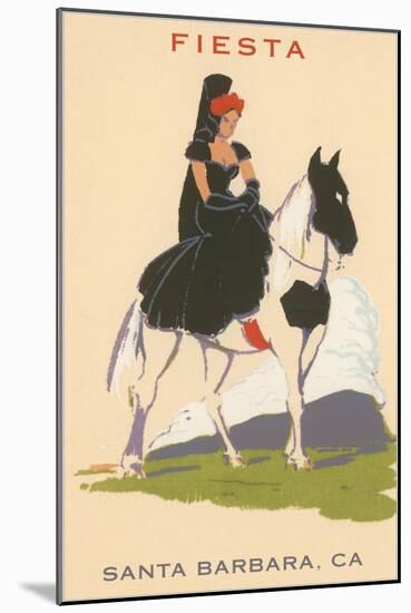 Fiesta, Spanish Lady on Horse, Santa Barbara, California-null-Mounted Art Print