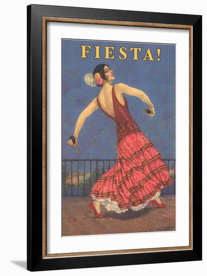 Fiesta! Vintage Flamenco Dancer-null-Framed Art Print