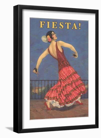 Fiesta! Vintage Flamenco Dancer-null-Framed Art Print