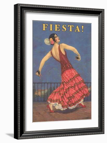 Fiesta! Vintage Flamenco Dancer-null-Framed Art Print