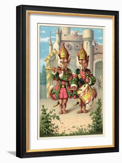 Fife and Drum Foxes-null-Framed Art Print