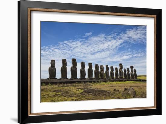 Fifteen Moai Statues Stand With Their Backs To The Sun At Tongariki, Easter Island, Chile-Karine Aigner-Framed Photographic Print