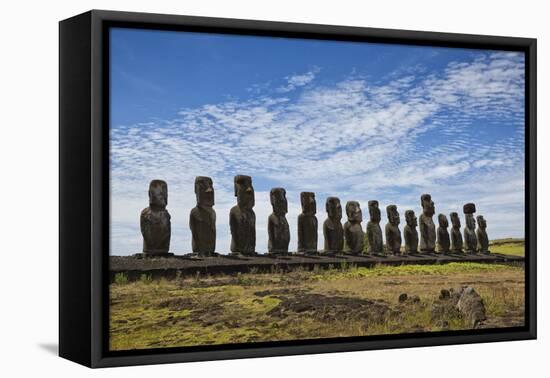 Fifteen Moai Statues Stand With Their Backs To The Sun At Tongariki, Easter Island, Chile-Karine Aigner-Framed Premier Image Canvas