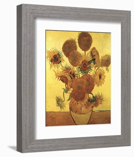 Fifteen Sunflowers on Gold, c.1888-Vincent van Gogh-Framed Art Print