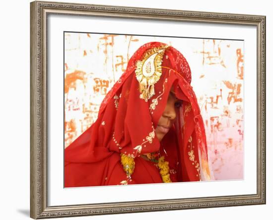 Fifteen-Year-Old Girl Poses for a Photograph after Her Marriage-null-Framed Photographic Print