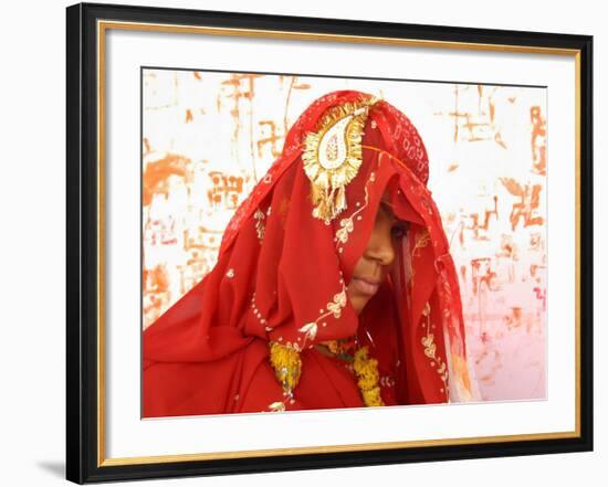 Fifteen-Year-Old Girl Poses for a Photograph after Her Marriage-null-Framed Photographic Print