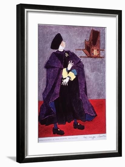 Fifteenth Century Costume Of The Superintendent Of Siena Hospital, Italy-Warja Honegger-Lavater-Framed Art Print