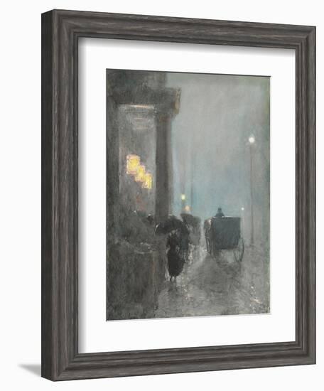 Fifth Avenue, Evening. Ca. 1890-93-Frederick Childe Hassam-Framed Giclee Print