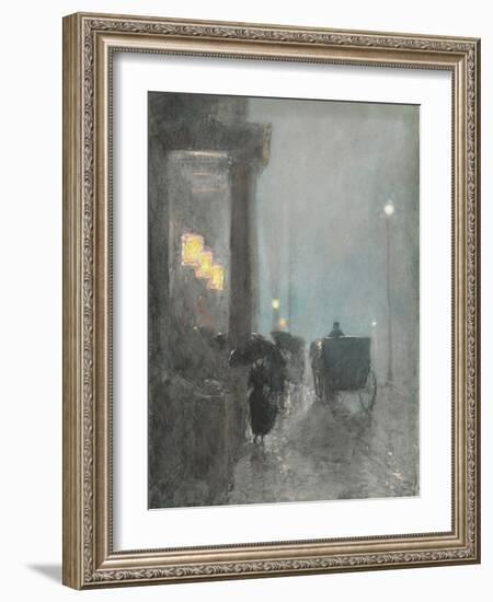 Fifth Avenue, Evening. Ca. 1890-93-Frederick Childe Hassam-Framed Giclee Print