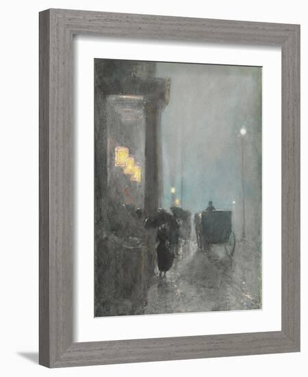 Fifth Avenue, Evening. Ca. 1890-93-Frederick Childe Hassam-Framed Giclee Print