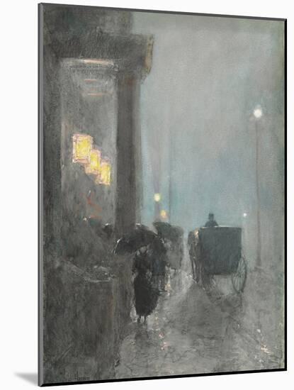 Fifth Avenue, Evening. Ca. 1890-93-Frederick Childe Hassam-Mounted Giclee Print