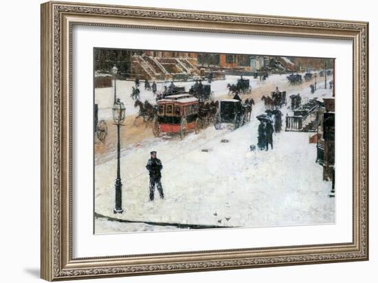 Fifth Avenue in Winter-Childe Hassam-Framed Art Print